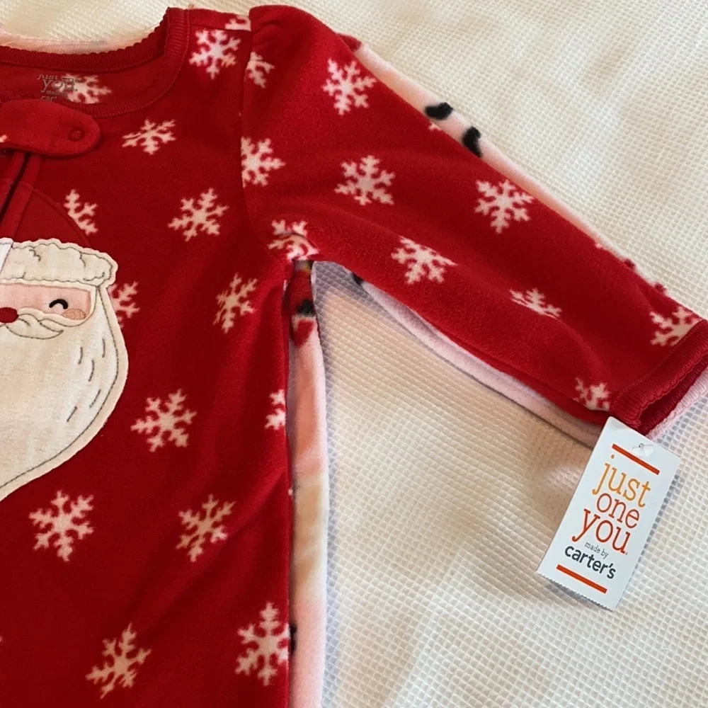 Carter’s Christmas Long Sleeve Footed Pajamas 12 M